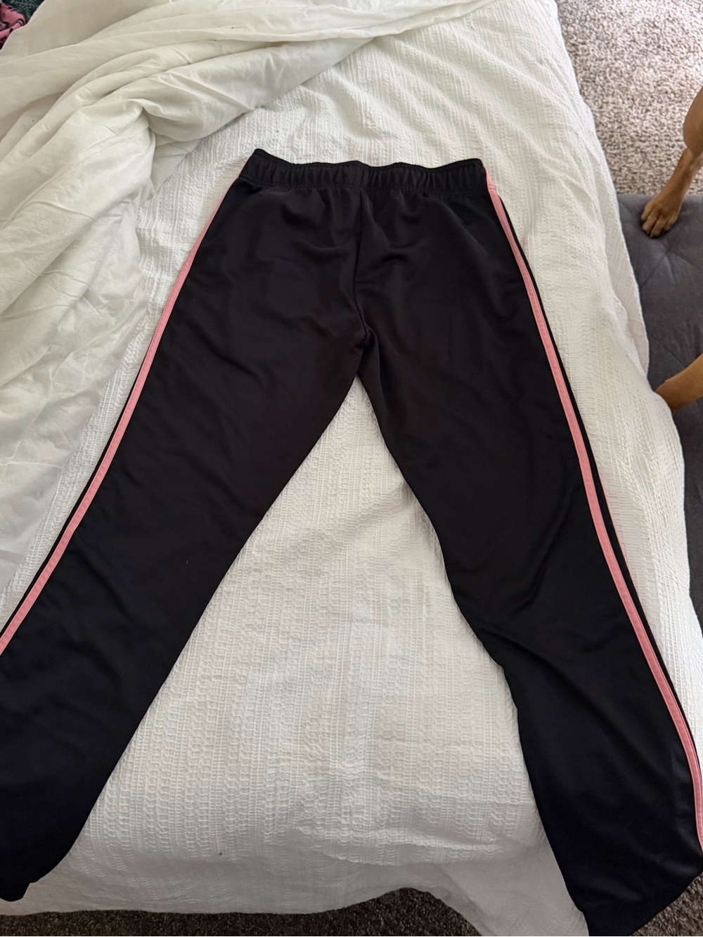 adidas Black Joggers with Pink Side Stripes